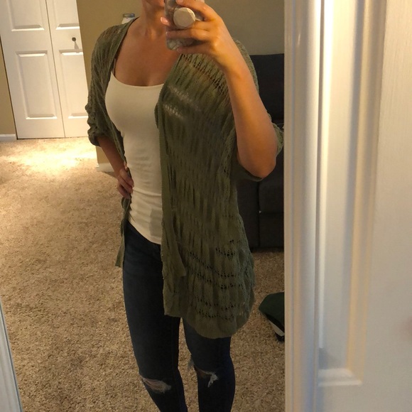 *SOLD* Crochet Green Short Sleeve Cardigan - Picture 2 of 5